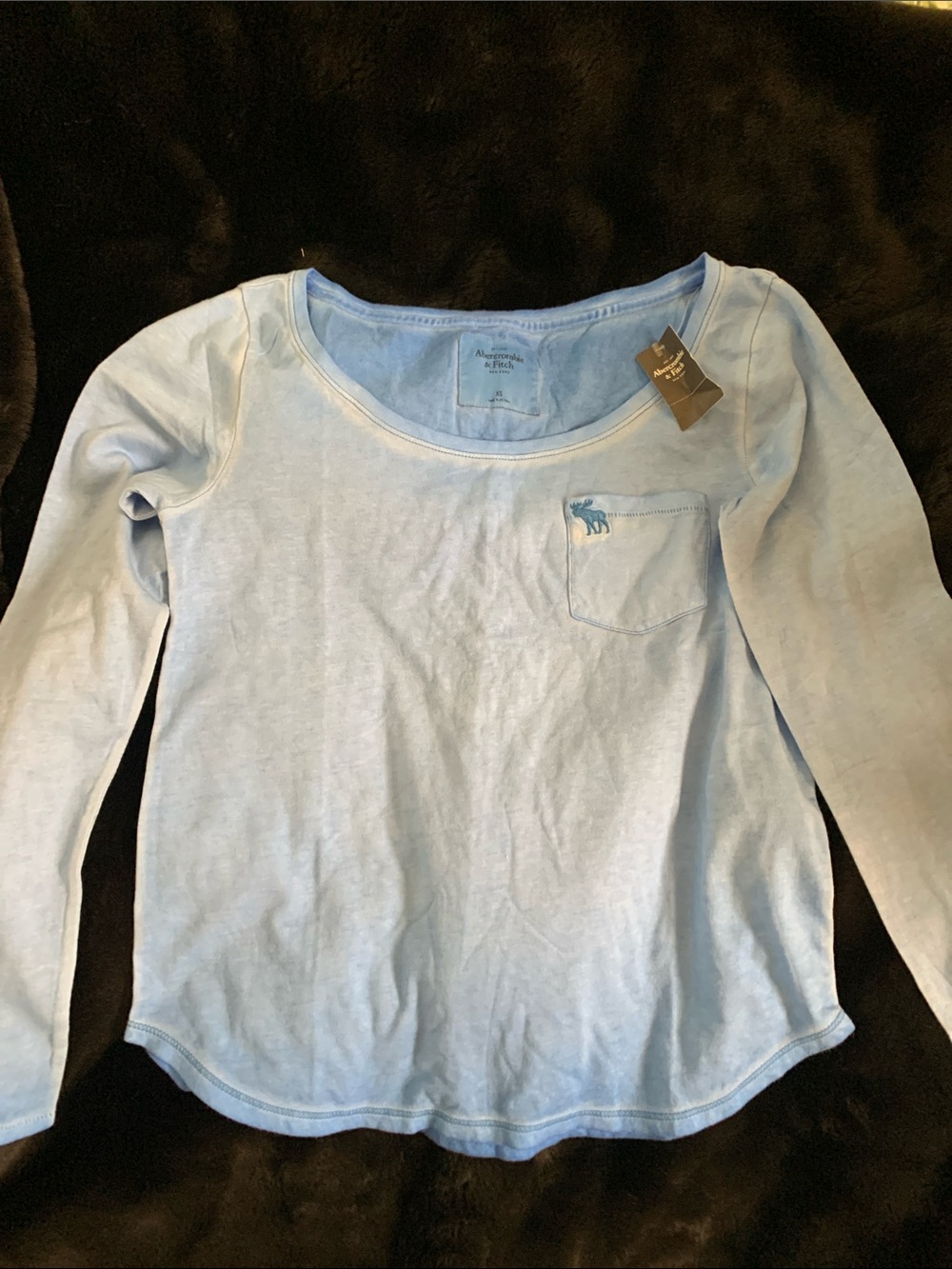 Abercrombie & Fitch Light Blue Long Sleeve Scoop Neck Top